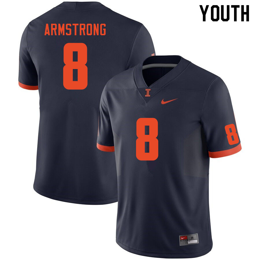 Youth #8 Jafar Armstrong Illinois Fighting Illini College Football Jerseys Sale-Navy